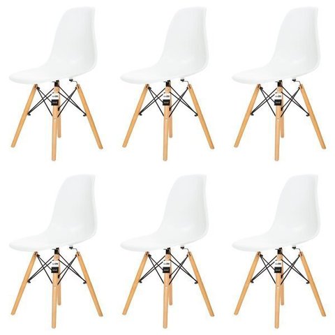 Kit 6 Cadeiras Charles Eames Eiffel Dsw - Branca - Kza Bela