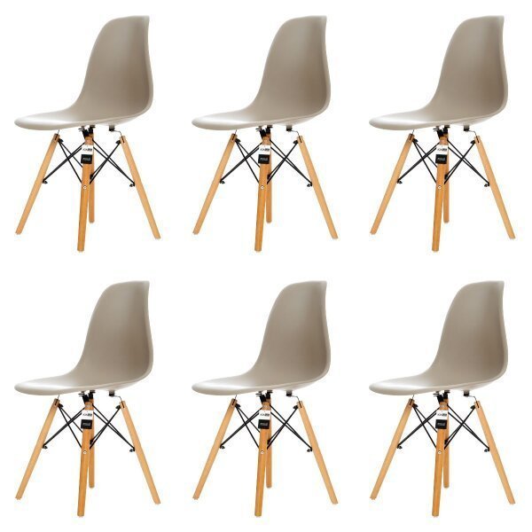 Kit 6 Cadeiras Charles Eames Eiffel Dsw - Nude - Kza Bela