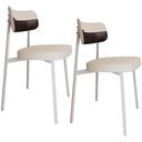 Ver imagem 2 de Kit 02 Cadeiras Estofada para Sala de Jantar Astrid Branco C01 Linho Palha Courino Café - Lyam