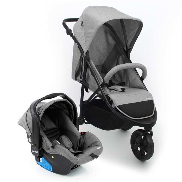 Carrinho de bebê Travel System Collina Trio Grey Infanti + bebê conforto + Base - 6