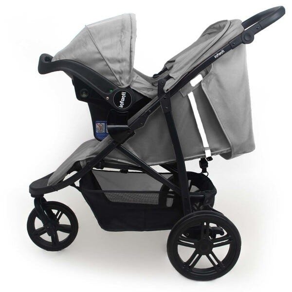 Carrinho de bebê Travel System Collina Trio Grey Infanti + bebê conforto + Base - 2