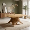 Ver imagem 1 de Mesa de Jantar 6 Lugares Quadrada Base Ripada 150cm Diadema B05 Amêndoa Cinamomo - Lyam Decor