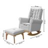 Poltrona de Amamentação com Balanço e Puff Paris Veludo Off White - Ideal - 3