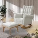 Ver imagem 2 de Poltrona de Amamentação com Balanço e Puff Paris Veludo Off White - Ideal