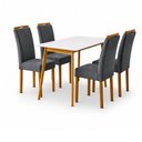 Ver imagem 1 de Conjunto Sala de Jantar Mesa e 4 Cadeiras Madeira Maciça Tampo com Vidro Móveis Mundial