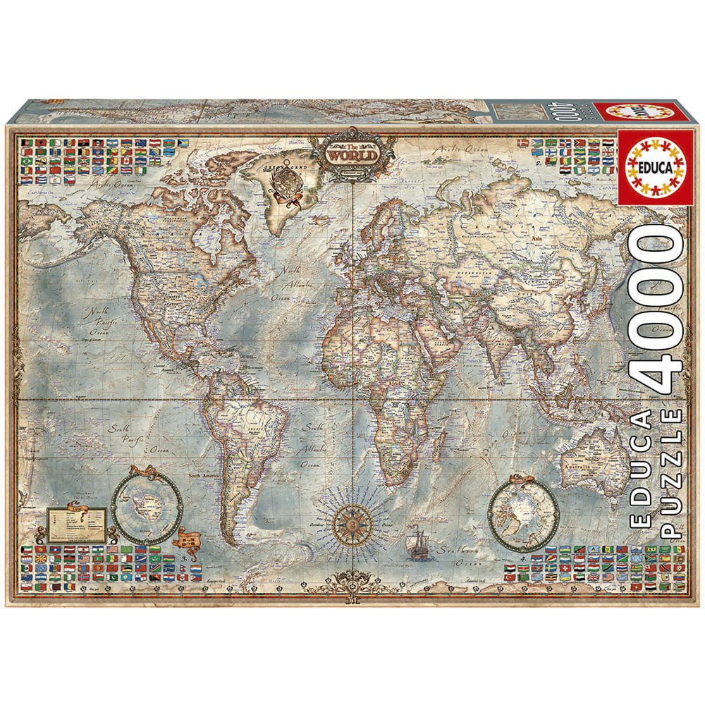 Puzzle 4000 peças Mapa-Múndi - Loja Grow