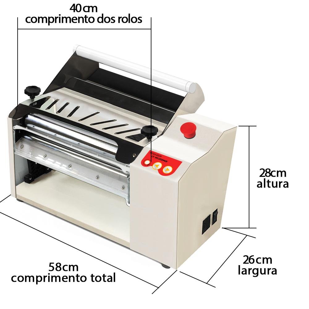 Cilindro Laminador de Massas Elétrico Pro Bivolt Regulador Velocidade Aço Carbono Inox Cozinha - 2