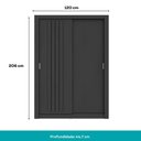 Ver imagem 2 de Guarda Roupa Solteiro 2 Portas Darvi Carraro Ripado Preto Touch com Freijó