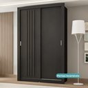 Ver imagem 7 de Guarda Roupa Solteiro 2 Portas Darvi Carraro Ripado Preto Touch com Freijó