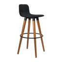 Ver imagem 3 de Kit 3 Banquetas Altas Luxo Versatil Aço Preto Linho Preto Base Carvalho