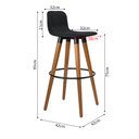 Ver imagem 6 de Kit 3 Banquetas Altas Luxo Versatil Aço Preto Linho Preto Base Carvalho