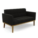 Ver imagem 1 de Sofá Namoradeira Base de Madeira Castanho Elisa Suede D03 - D’RossiPreto