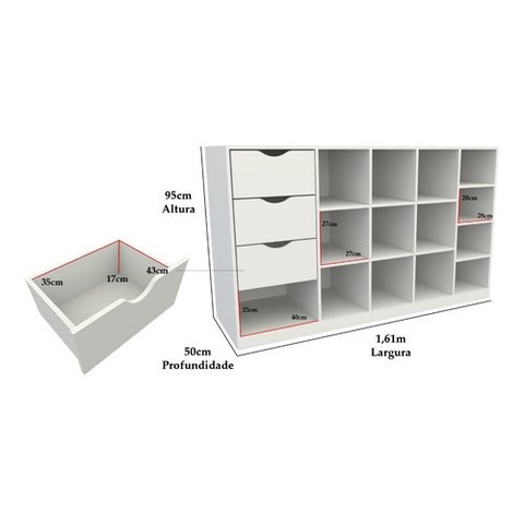 Balcão Atendimento Armário Colmeia Horizontal M8 Mdp Loja VETORIAL MÓVEIS Branco
