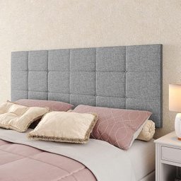 Cabeceira Estofada Bia 1.40 Cama Box Casal - Cinza Linho - 2
