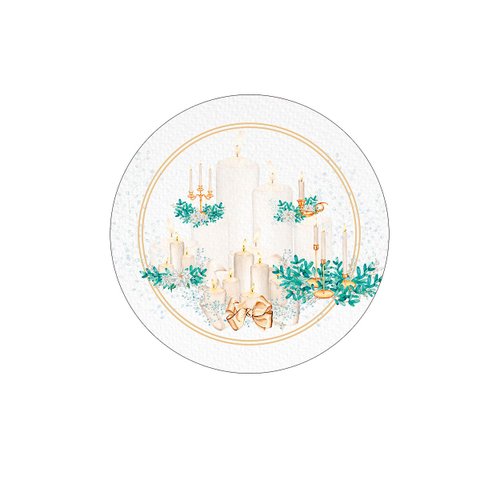 Kit Sousplat Natal Velas - 8 Peças - com Base