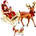 Ver imagem 1 de Treno Papai Noel Rena Natal Realista Som LED Loja Shopping Movimento Musica Natalina Cenario Festa e