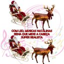 Ver imagem 3 de Treno Papai Noel Rena Natal Realista Som LED Loja Shopping Movimento Musica Natalina Cenario Festa e