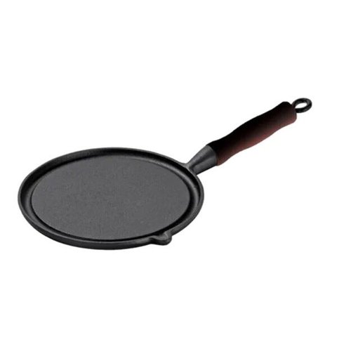 Bifeteira Ferro Redonda Cabo Silicone Preto Lisa 26cm
