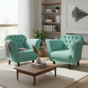 Ver imagem 2 de Kit 2 Poltronas Decorativa Dália Veludo Acqua