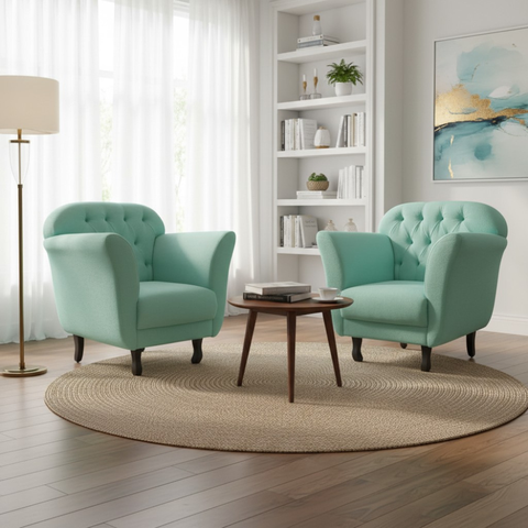 Kit 2 Poltronas Decorativa Dália Veludo Acqua