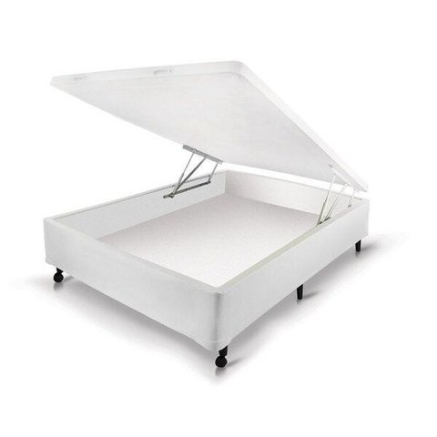 Cama Box Baú Castor Solteiro Universal Branco 100x200x35cm