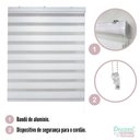 Ver imagem 3 de Persiana Rolo Double Vision Zebra 220larg x 220alt Branca com bando - Sala/ Escritório/Quarto/Sacada