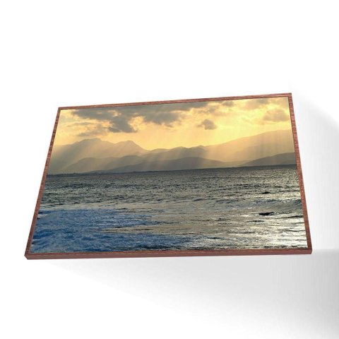 Quadro Praia Canvas sem Vidro Tamanho/moldura 150x100 Caixa Cor Madeira