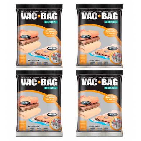 Kit 4 Saco Vac Bag Para Armazenamento Impermeável Grande Ordene