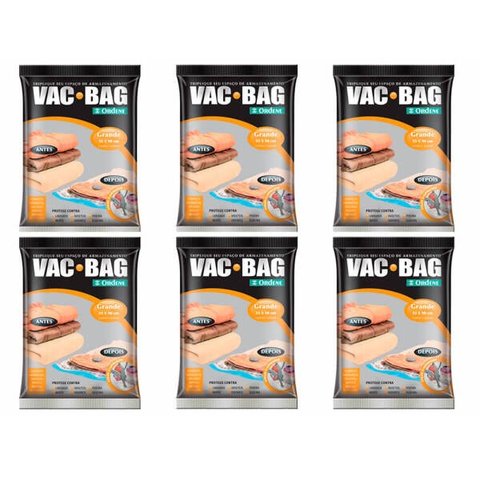 Kit 6 Saco Vac Bag Para Armazenamento Impermeável Grande Ordene
