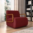 Ver imagem 2 de Poltrona Sala de Estar Braço de Madeira Kit 2 Hellen Veludo Vermelho K01 - D'Rossi