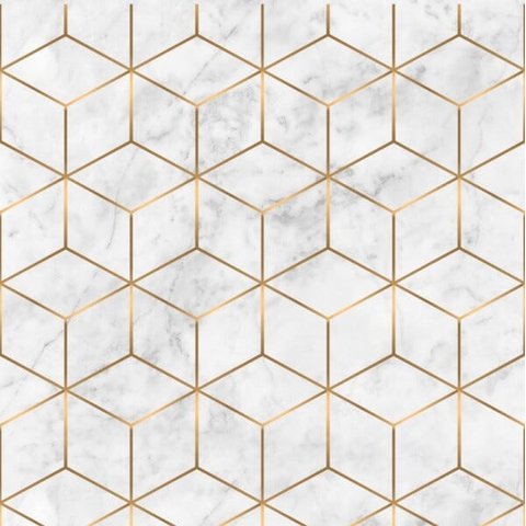Papel de Parede 3D Marmore Diamond Gold Mármore Cubo