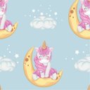 Ver imagem 1 de Papel De Parede Infantil Unicórnio Lua Para Quarto de Criança Autocolante
