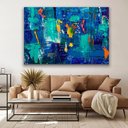 Ver imagem 2 de Quadro Decorativo Tinta Abstrato Azul