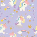 Ver imagem 2 de Papel De Parede Infantil Unicórnio Lilás Para Quarto De Criança