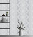Ver imagem 1 de Papel De Parede Cinza Com Detalhes Branco Para Sala e Quarto Adesivo Autocolante Geométrico