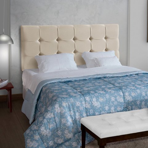 Cabeceira Painel Estofada Grecia Suede Palha Casal 1,40m para Cama Box - Arkell