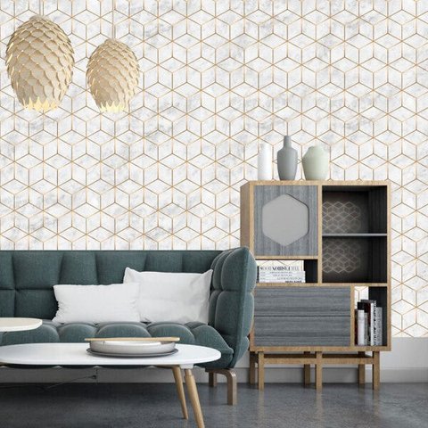 Papel De Parede 3D Para Sala e Quarto Diamond Gold Mármore