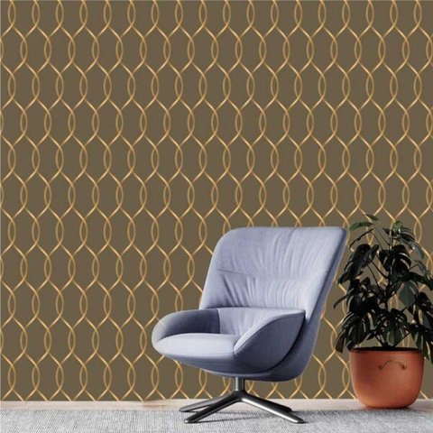 Papel De Parede Com Detalhes Bege Para Sala e Quarto Diamong Curve Terroso