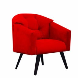 Poltrona Decorativa Estela Retrô Suede Vermelho - Dominic Decor - 2