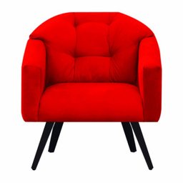 Poltrona Decorativa Estela Retrô Suede Vermelho - Dominic Decor - 1