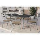Ver imagem 1 de Conjunto: Mesa de Cozinha Elba Tampo Madeirado C/ Vidro 160cm e 6 Cadeiras Holanda Cromada/preto -