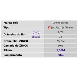 Tela Pinteiro 1 22x1,00x50m Coleira Branca Morlan - 2 Tela Pinteiro 1 22x1,00x50m Coleira Branca Morlan - 2