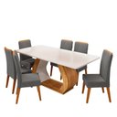 Ver imagem 2 de Conjunto Sala de Jantar 6 Lugares Retangular Tampo em MDF Midy Yescasa Cinza/Mel/Blonde
