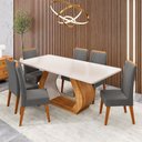 Ver imagem 1 de Conjunto Sala de Jantar 6 Lugares Retangular Tampo em MDF Midy Yescasa Cinza/Mel/Blonde