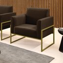 Ver imagem 2 de Poltrona Base Industrial Alta Dourado Marisa Suede D03 - D’RossiMarrom