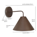 Ver imagem 3 de Luminária de Parede Arandela Fixa Tarsila Marrom Cortem