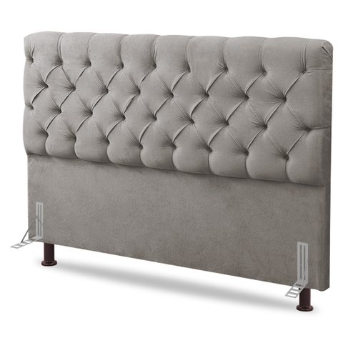 Cabeceira Cama Box Casal Queen Size Lylla 160cm Capitonê com Frame Linho Bege - Desk Design