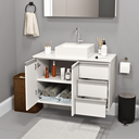 Ver imagem 2 de Balcão Móvel Gabinete Mdf Armário Banheiro Tampo/cuba 80cm Direito sem Fundo