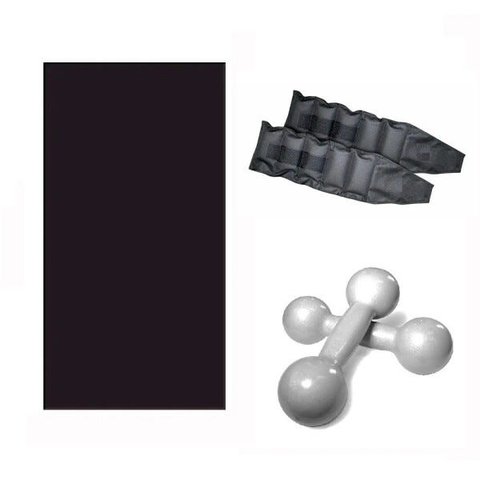 Kit Treine em Casa - Colchonete + Par de Caneleira 2 Kg + Par de Halteres de 2 Kg