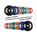 Ver imagem 1 de Kit Anilhas Emborrachadas 50 Kg + Barras com Presilhas